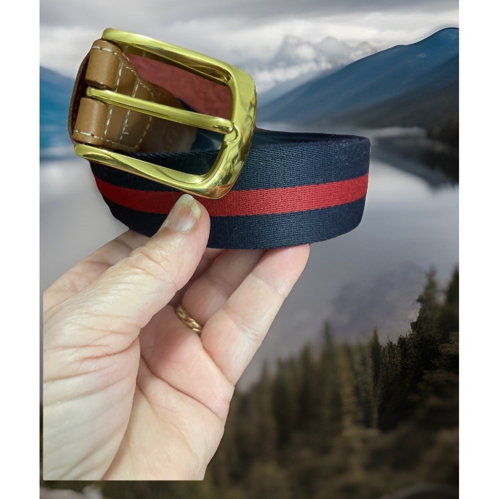 NWT‎ Torino Men's Sz 48 european ribbed striped surcingle belt navy/red Golf Dad
